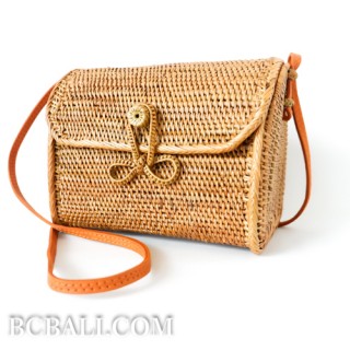 ata grass rattan cylinder design full handmade hand woven clutch bag purses